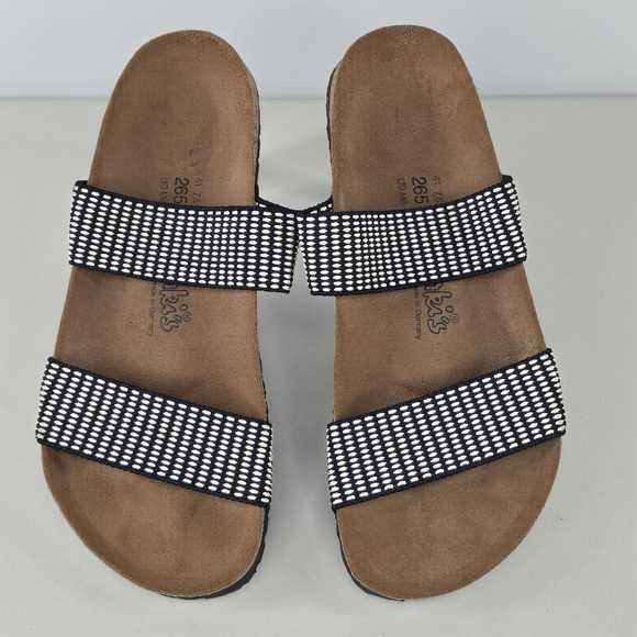 Birki’s by Birkenstock Curacao Black & White Stretch Strap Sandals Women’s 10 - Picture 6 of 10